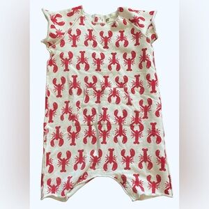 Lobster Print Baby Romper Monica + Andy Organic Cotton Sizes 18-24
